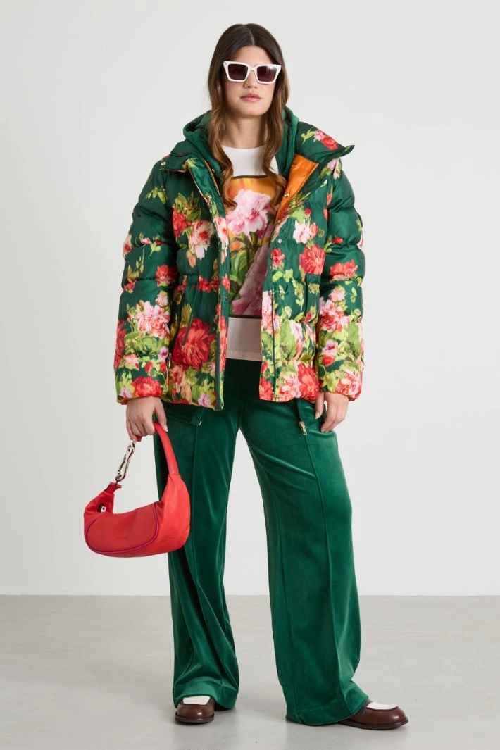Printed water-repellent padded jacket - GREEN