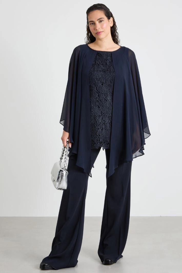 Lace and silk top - NIGHT BLUE