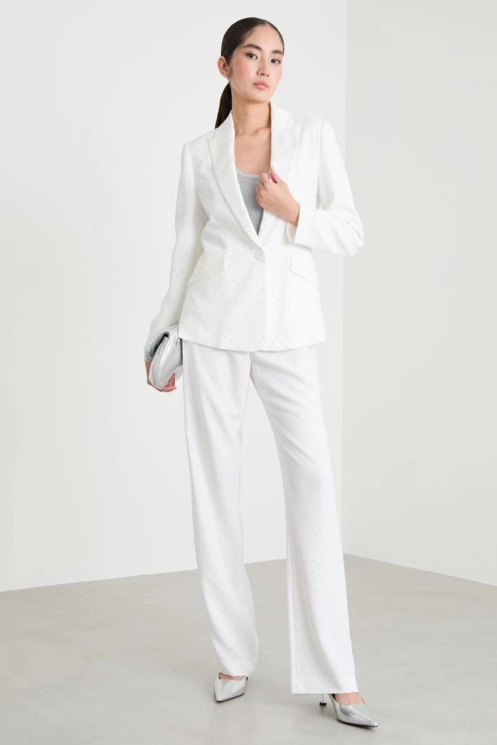 Slim-fit rhinestone-embellished blazer - WHITE