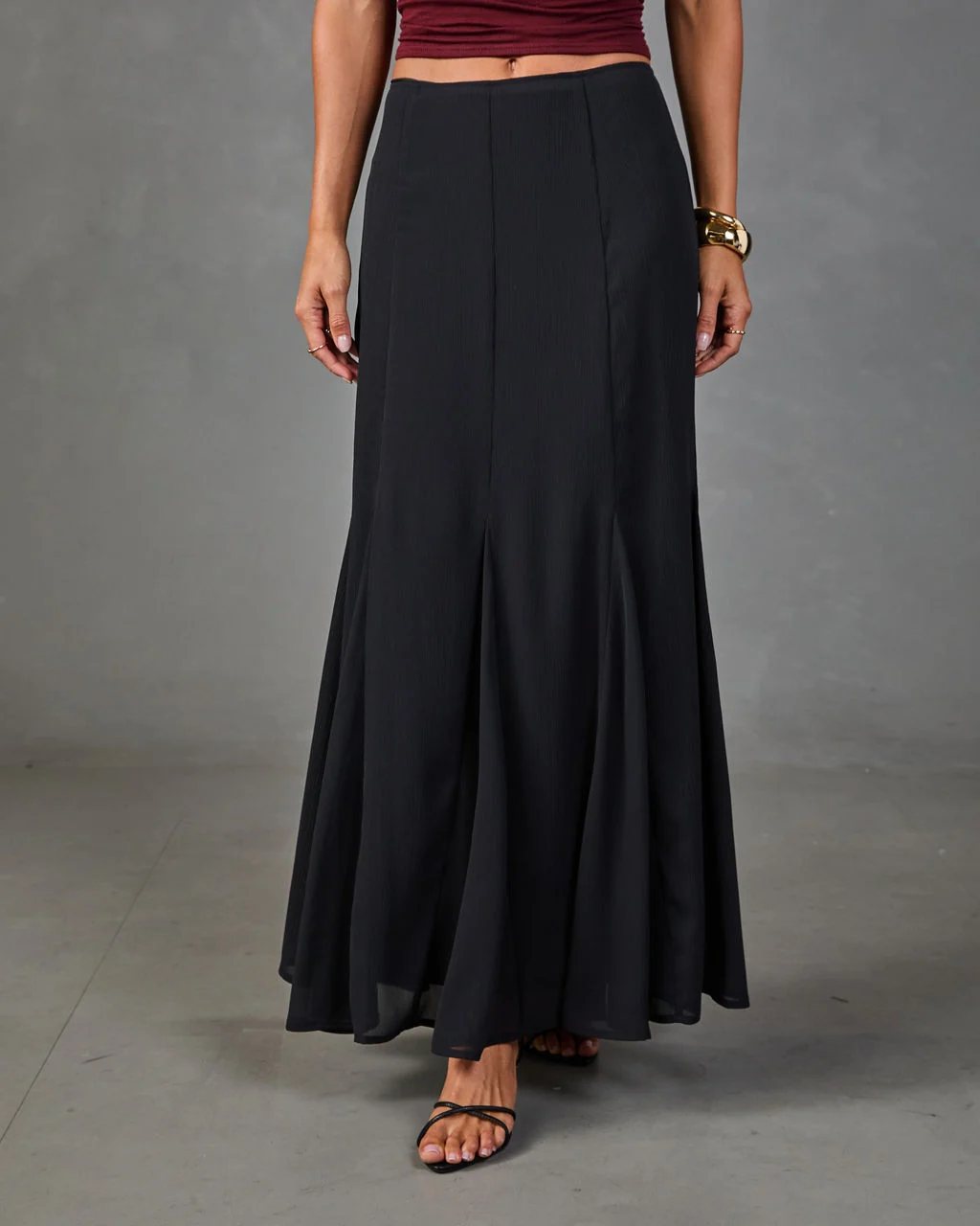 Story Begins Flounce Hem Maxi Skirt
