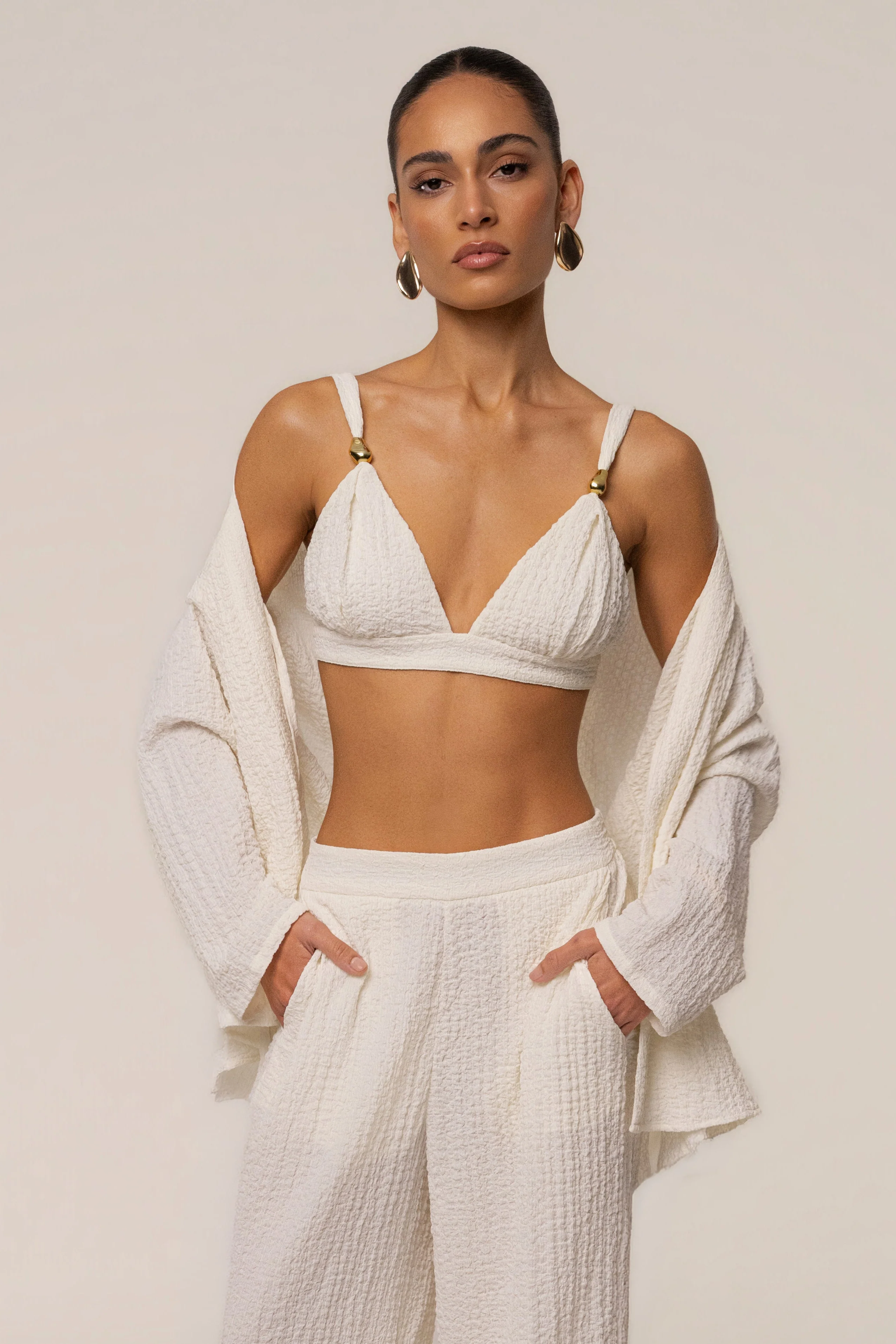 Ivory Dockside Crepe Knit Bralette