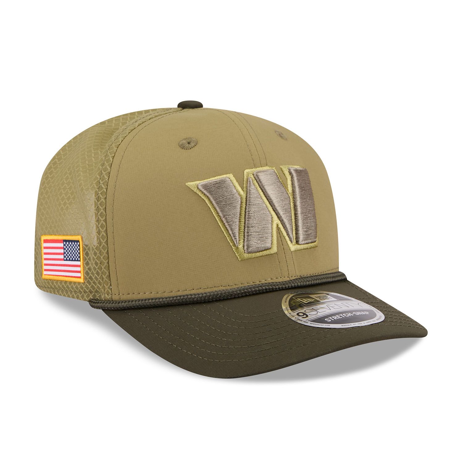 Washington Commanders 2025 NFL Salute to Service 9SEVENTY Trucker Snapback Cap Olive