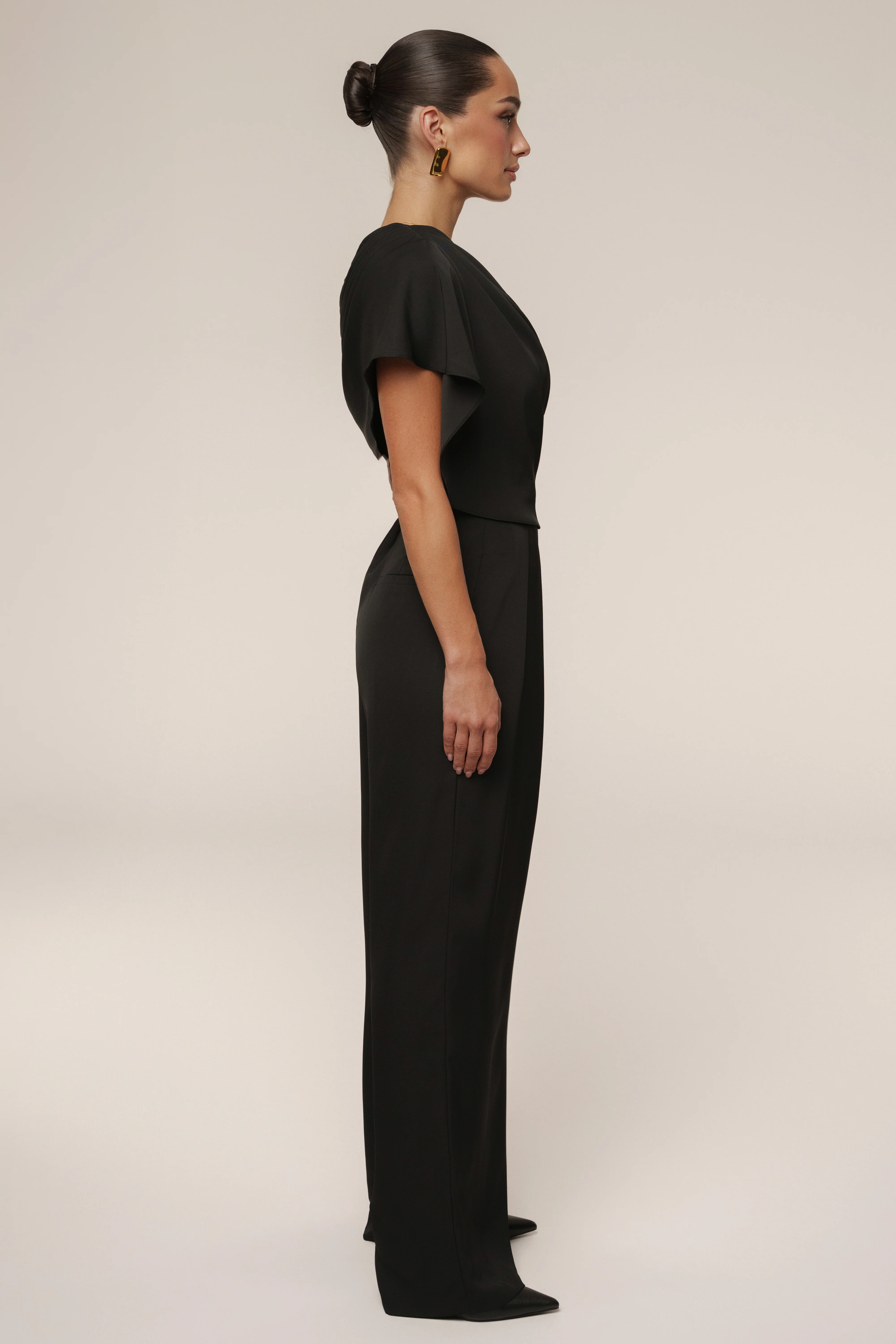 Black Gleam and Glow Satin Top