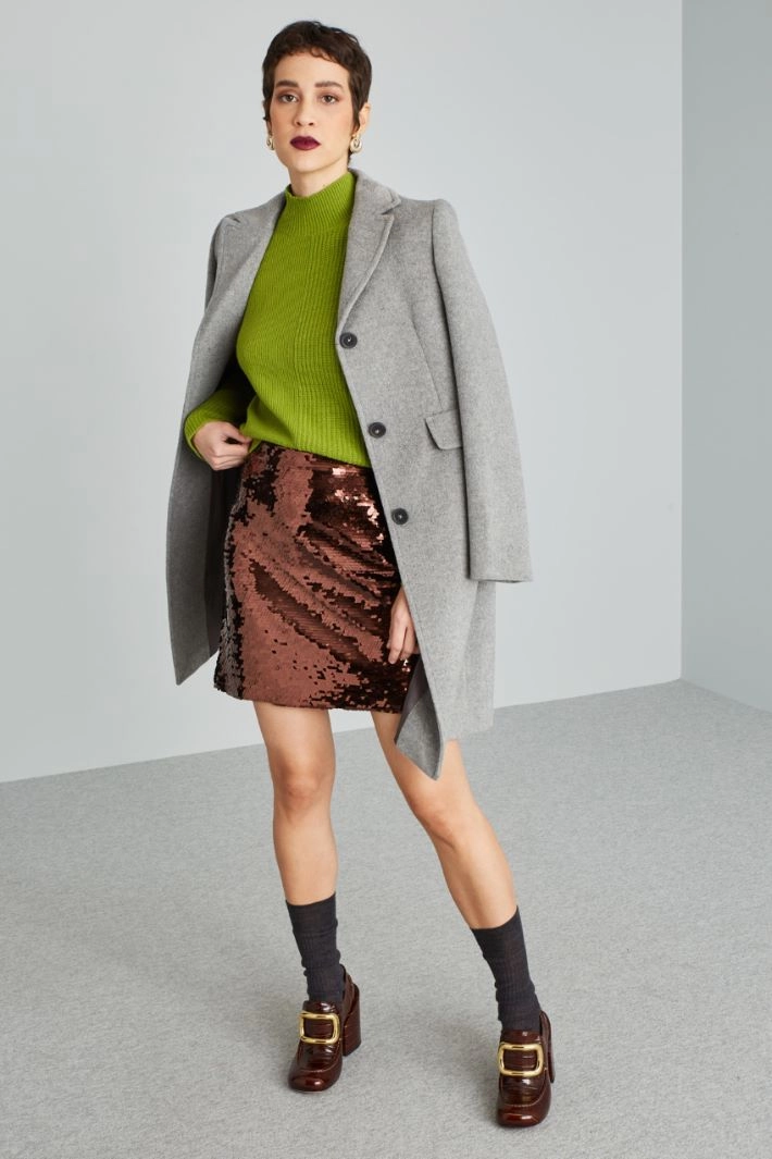 Short sequinned skirt - BURGUNDY