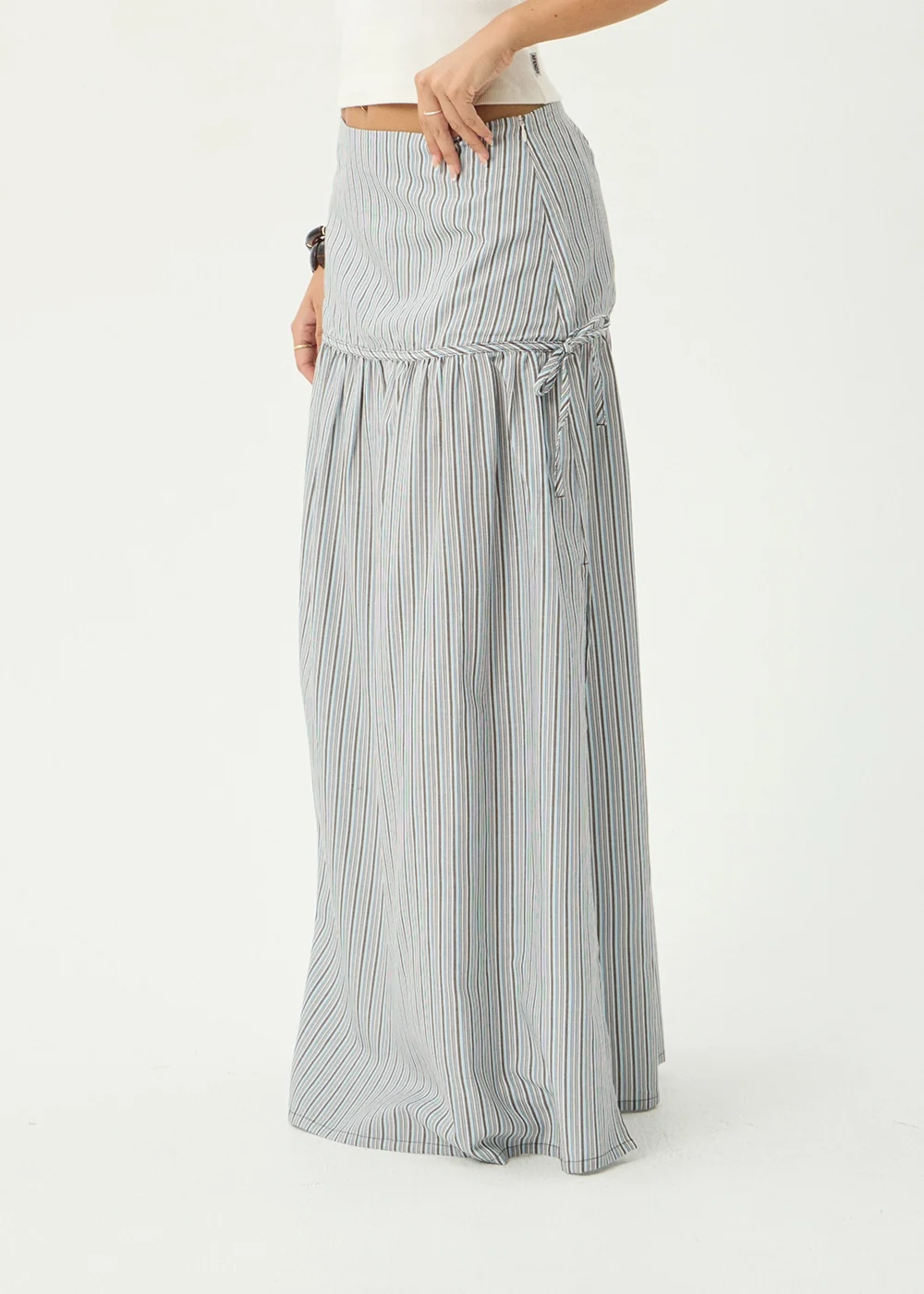 AFENDS Womens Nadia - Maxi Skirt - Coffee / Blue Stripe