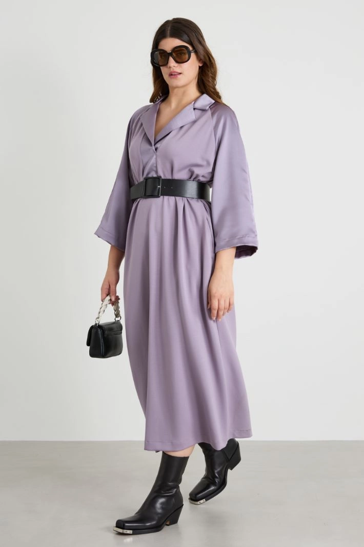 Long jersey and satin dress - LILAC