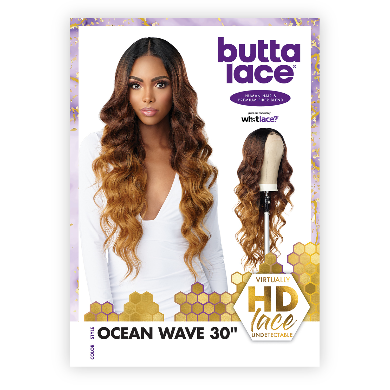 Sensationnel Human Hair Blend HD Lace Front Wig Butta Lace Ocean Wave 30