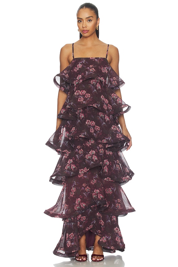 ELLIATT Rosaria Strapless Tiered Gown