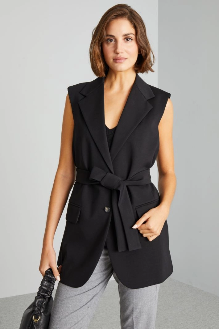 Step lapel gilet - BLACK