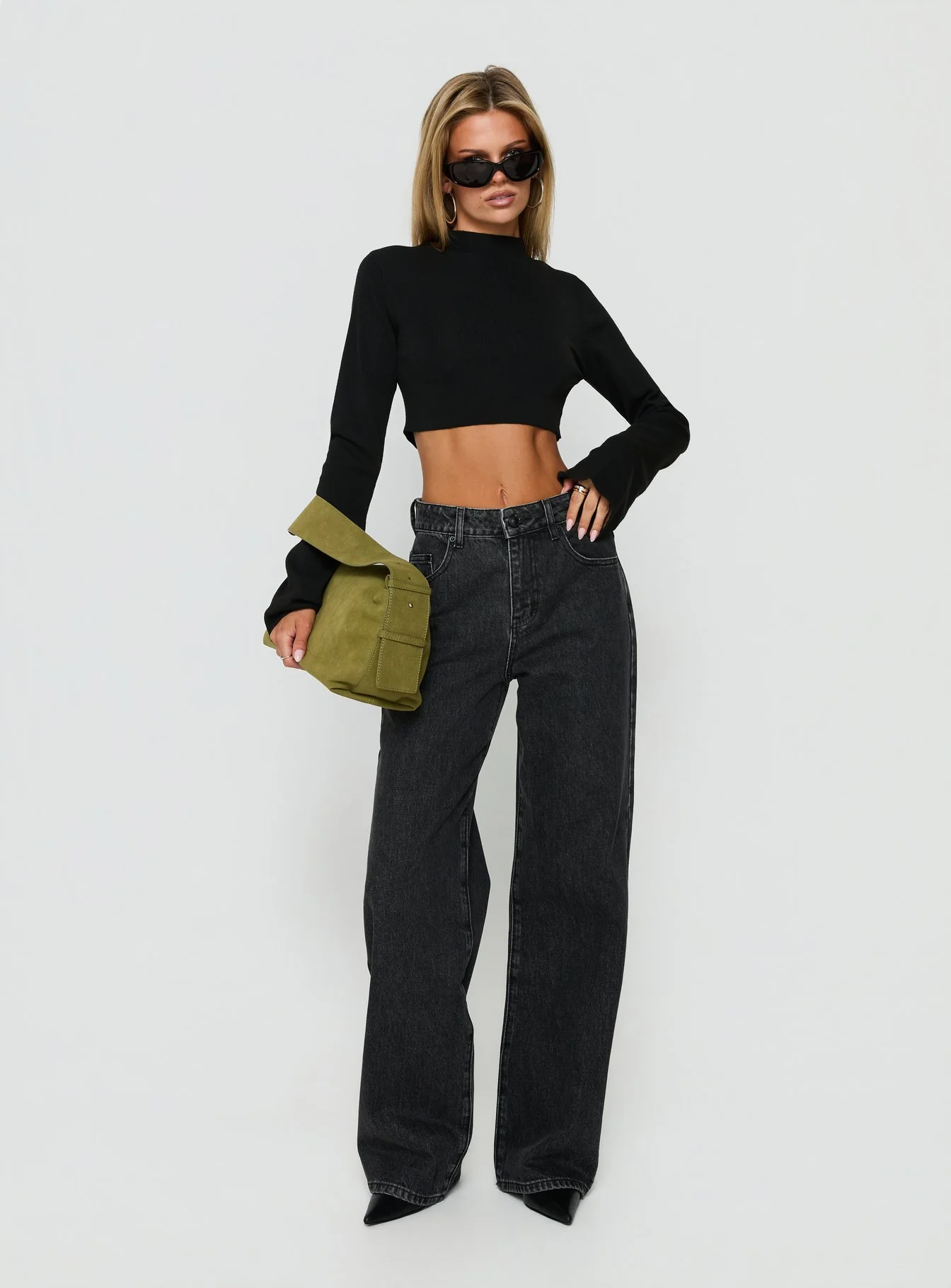 Konstanze High Rise Baggy Jeans Washed Black