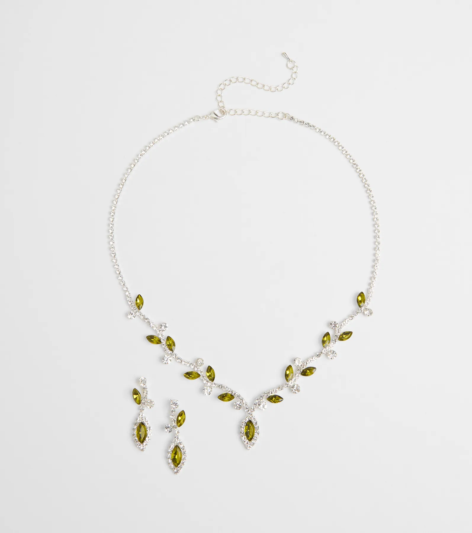 Whimsical Glam Rhinestone Necklace And Earrings Set