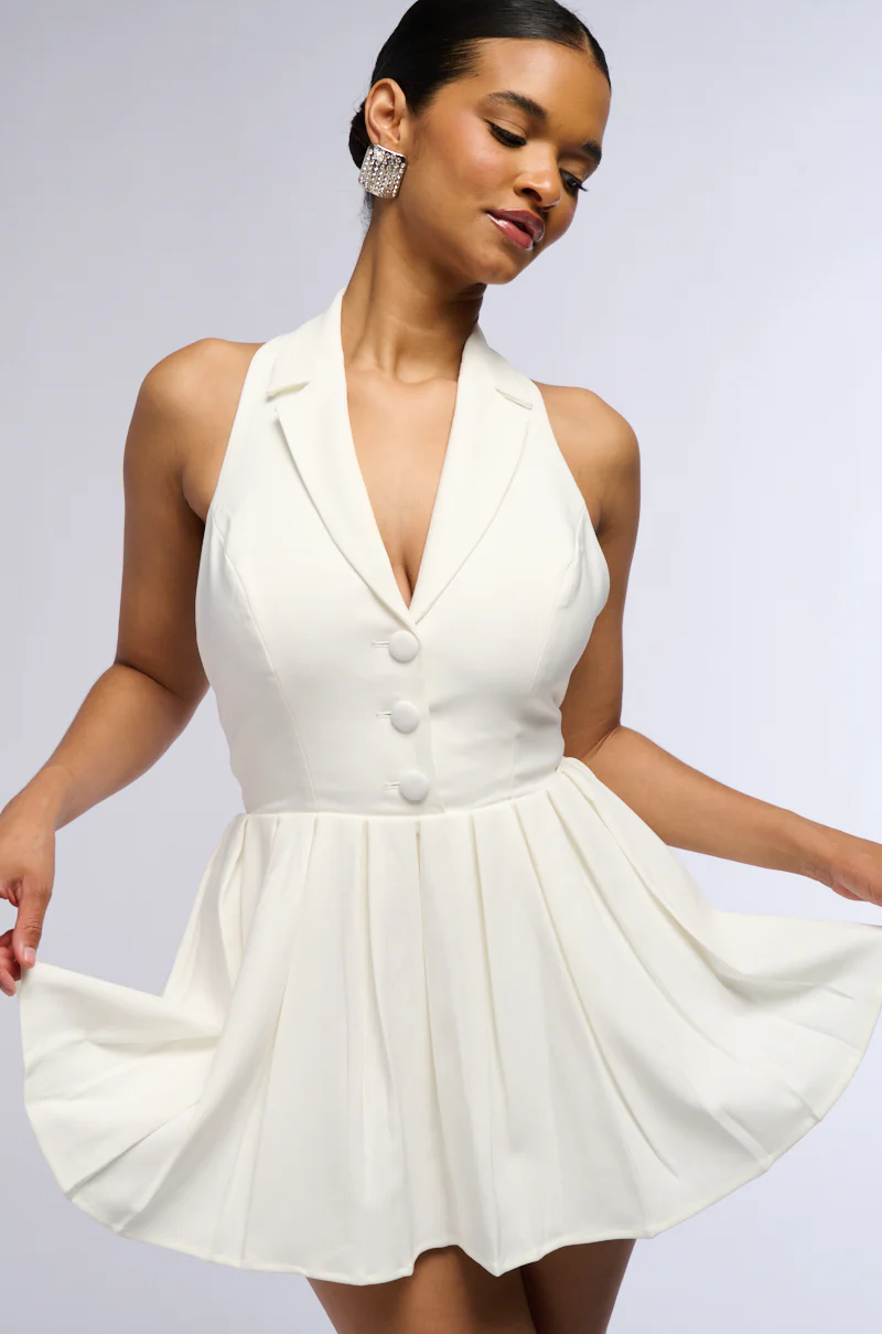 Business At 4 Tennis At 5 Pleated Mini Dress