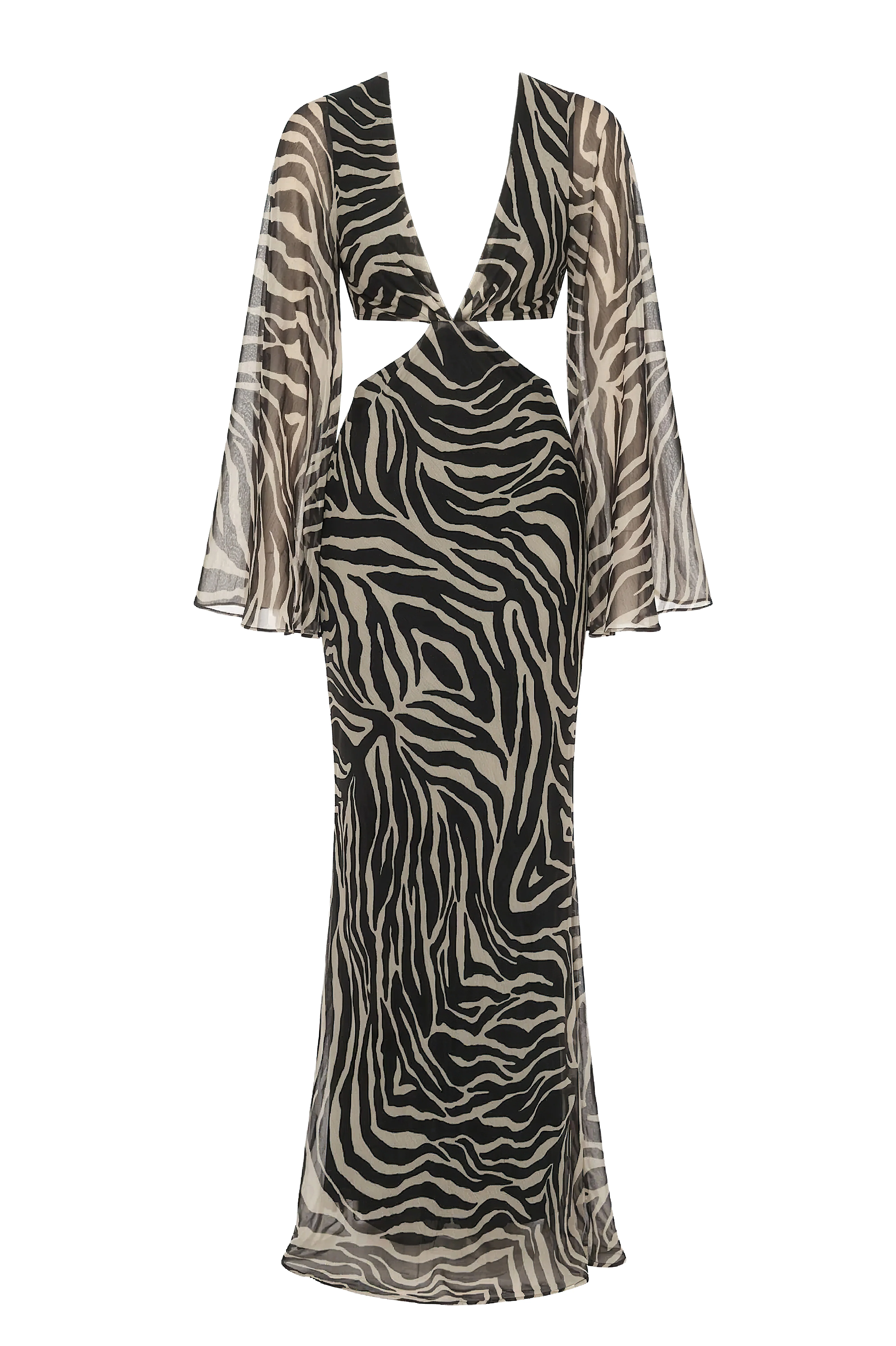 Black Zebra Instincts Print Maxi Dress
