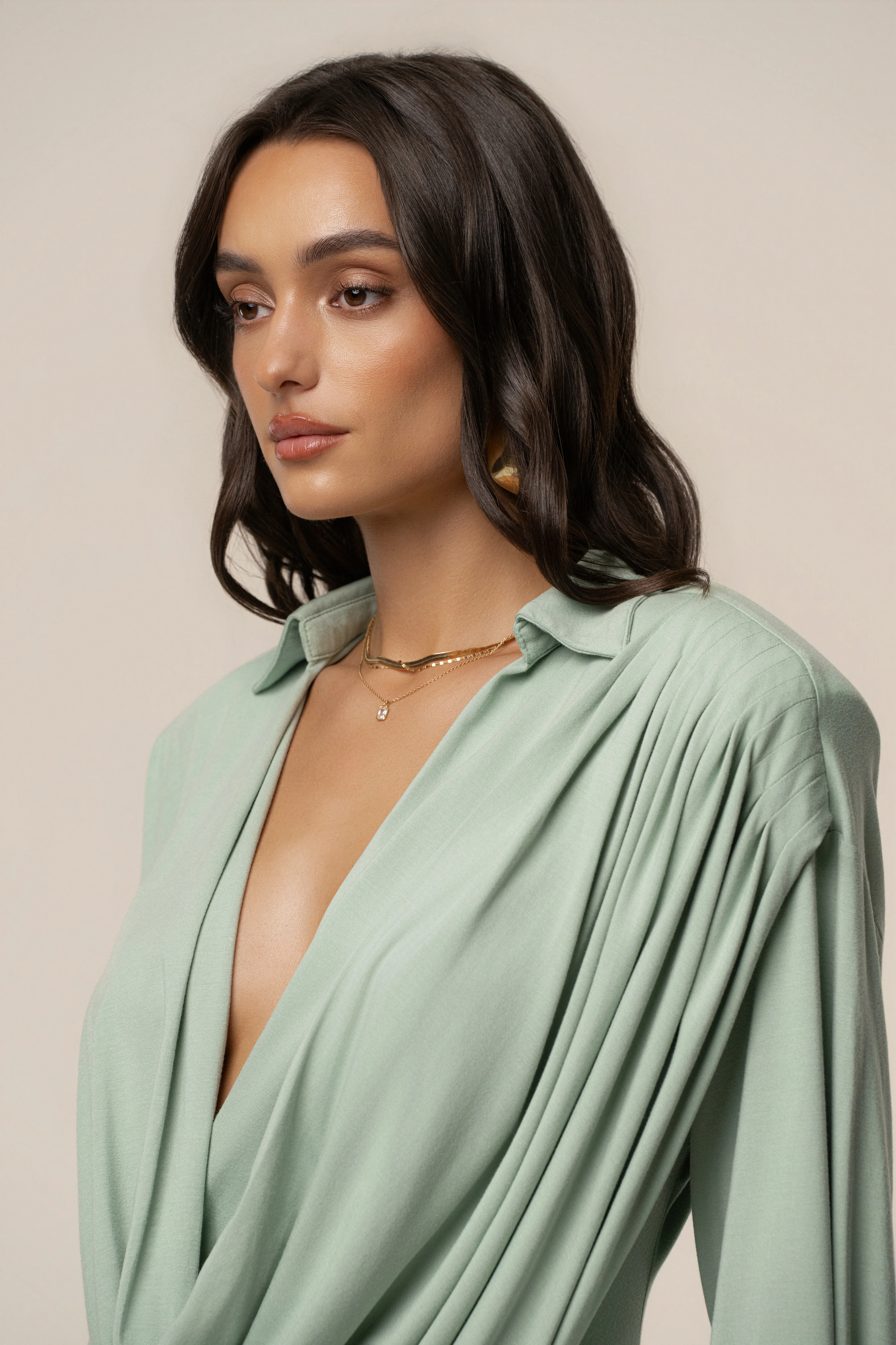 Mint Poise Draped Maxi Dress