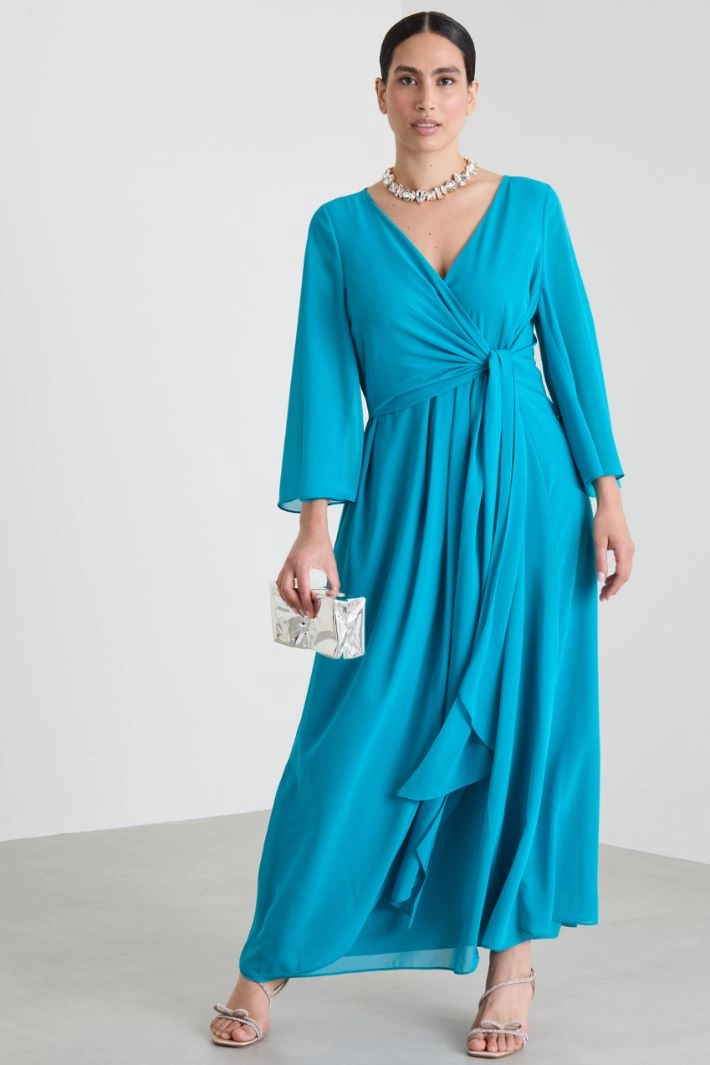 Criss-cross georgette dress - TURQUOISE
