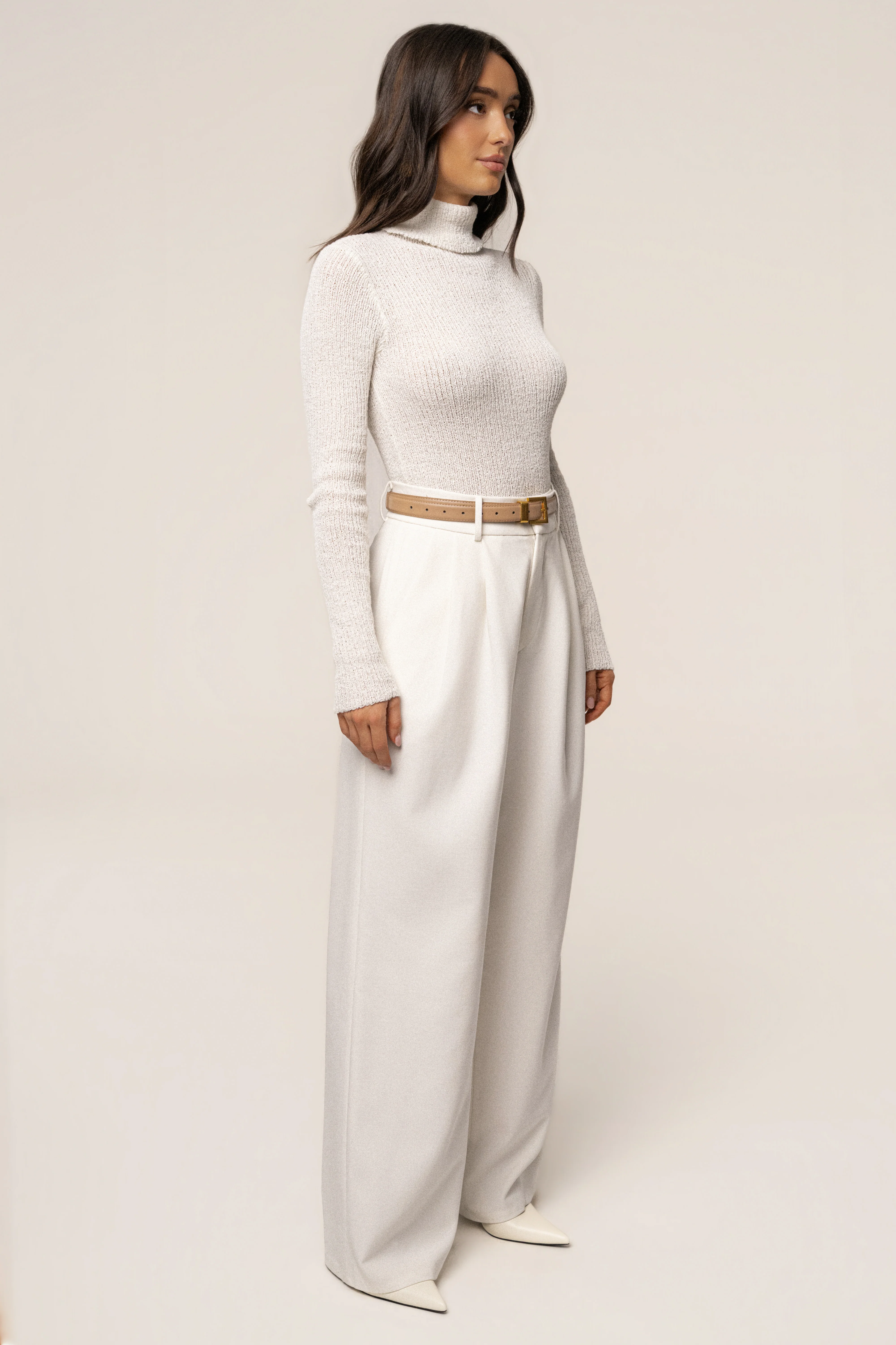White Carli Turtle Neck Top