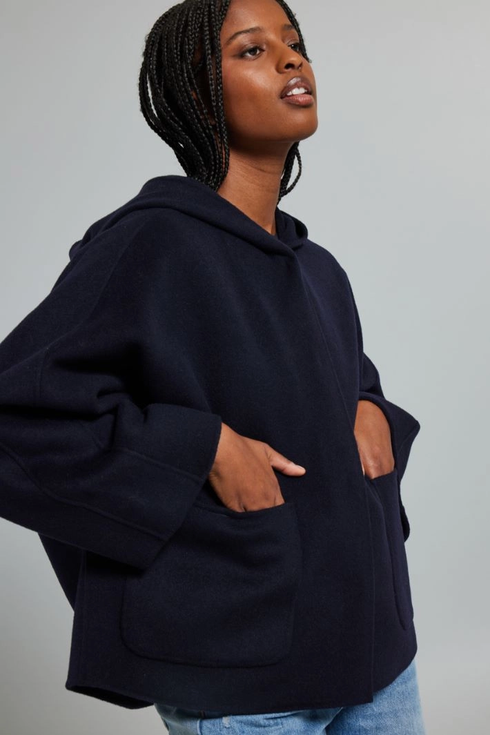 Hooded cape - NIGHT BLUE