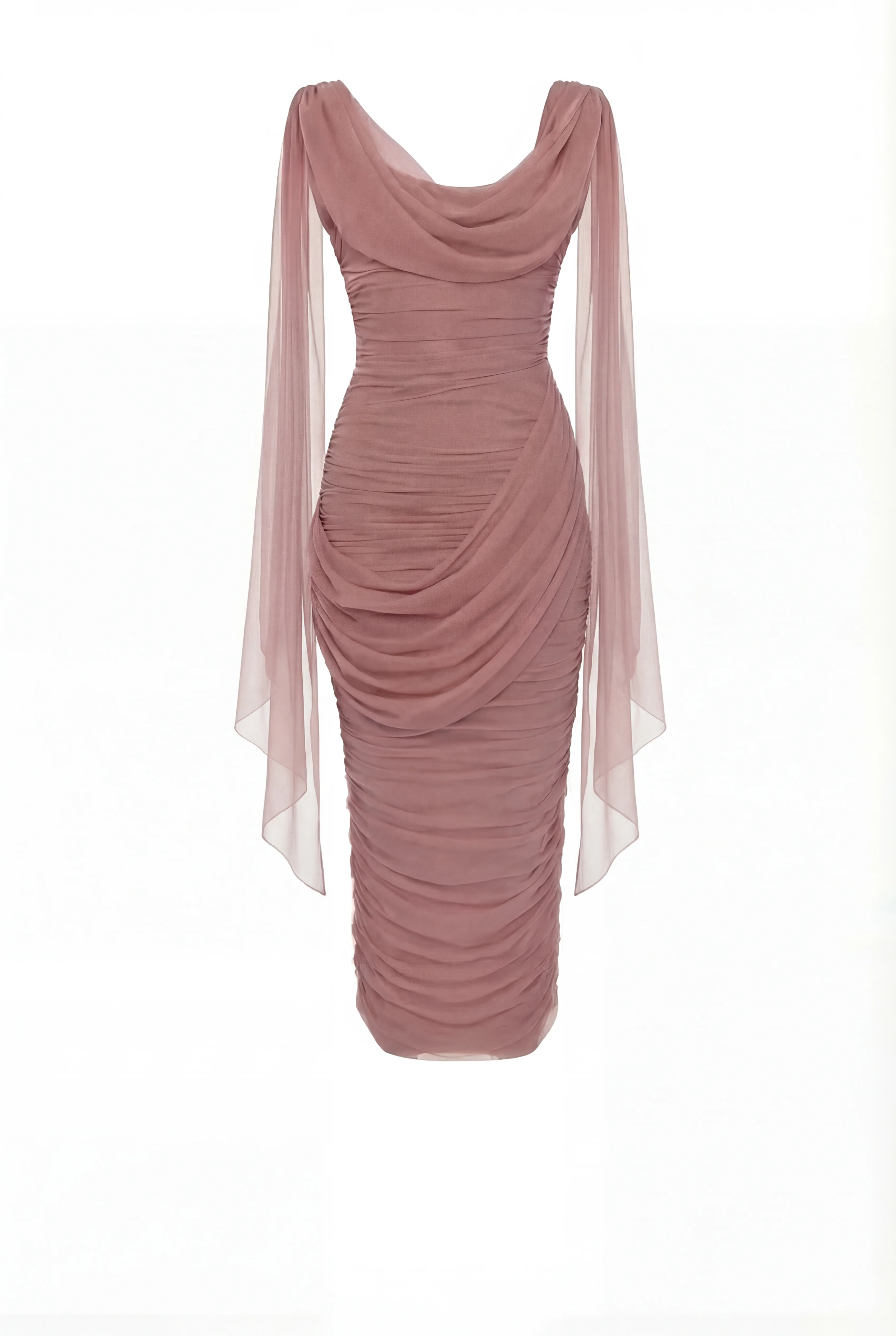 Midi Dress in Italian Mesh with Draping