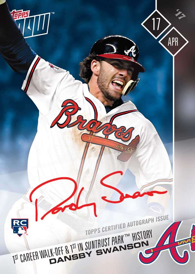 On-Card Autograph # to 49 - Dansby Swanson's 1st Career Walk-Off - TOPPS NOW®