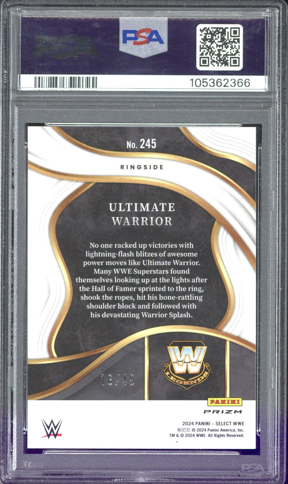 2024 Panini Select WWE Ultimate Warrior Blue Wave /49 #245 PSA 10