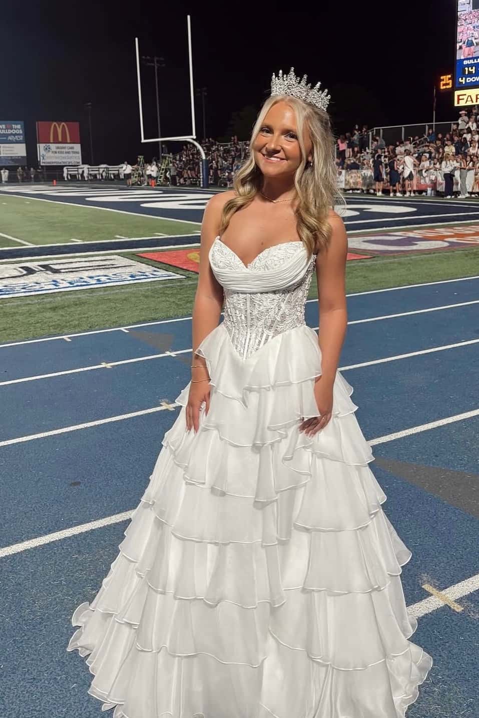 Pink Lace Corset Chiffon Ruffle Long Dress