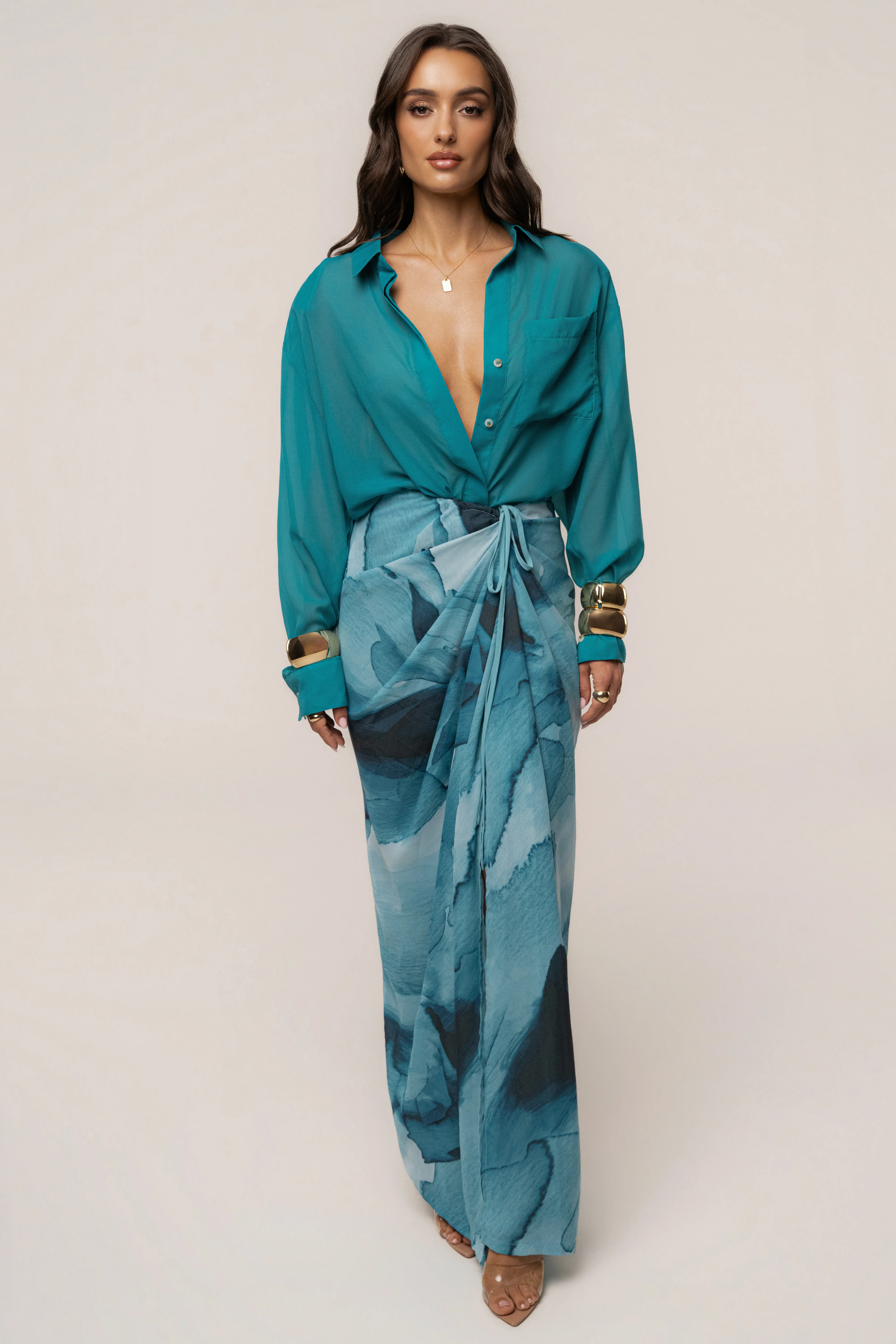 Blue Abstract Noelia Printed Skirt