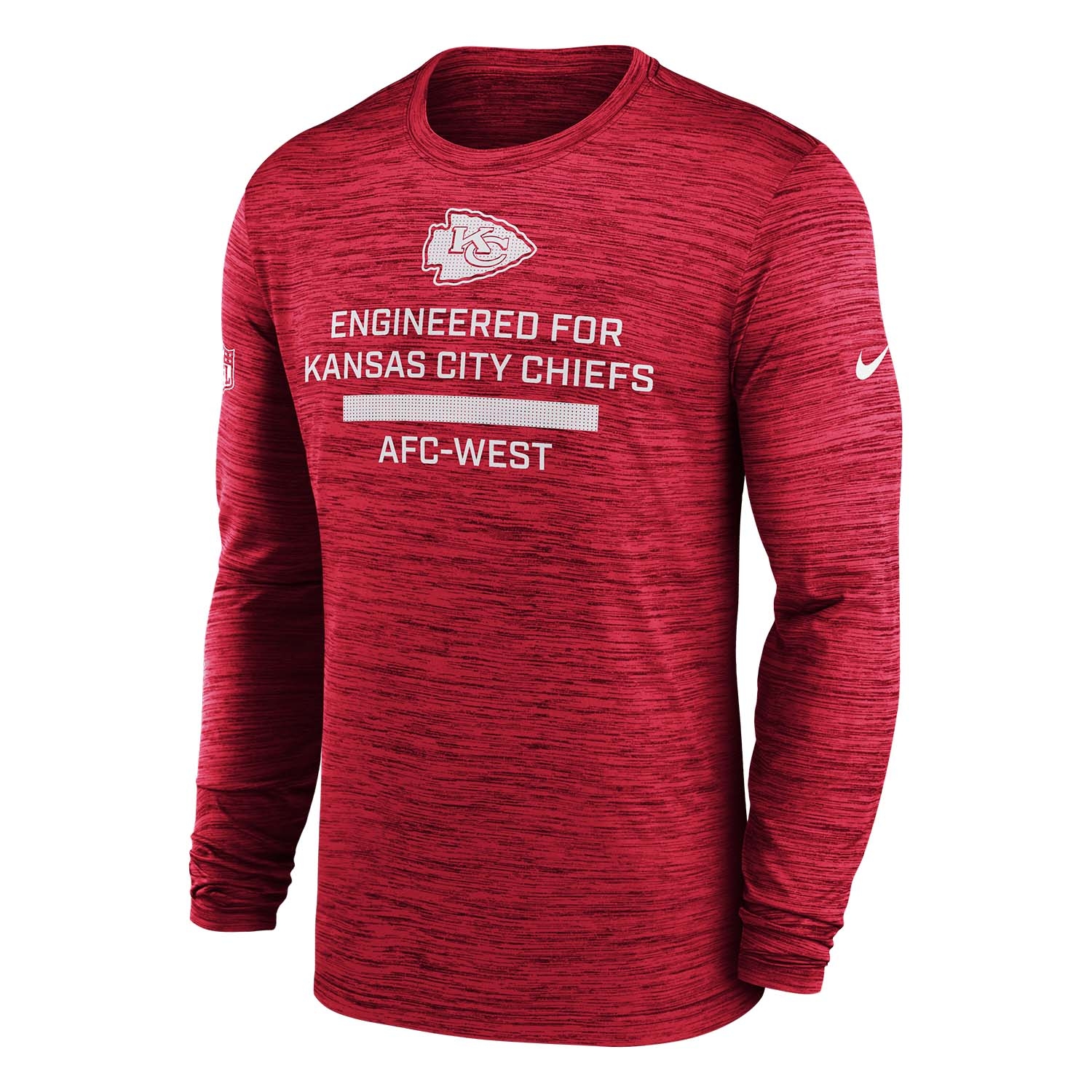 Kansas City Chiefs 2025 NFL Sideline Nike Velocity Performance Long Sleeve T-Shirt Red