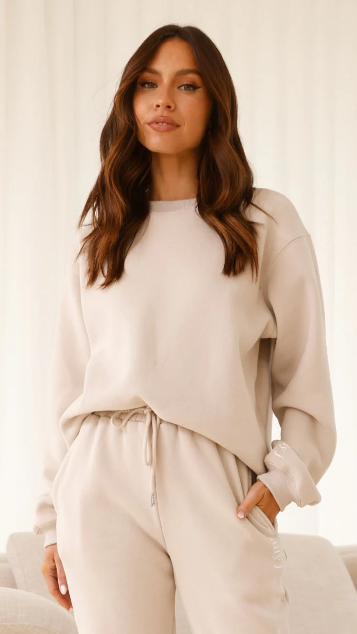 Billy J Crewneck Jumper - Beige