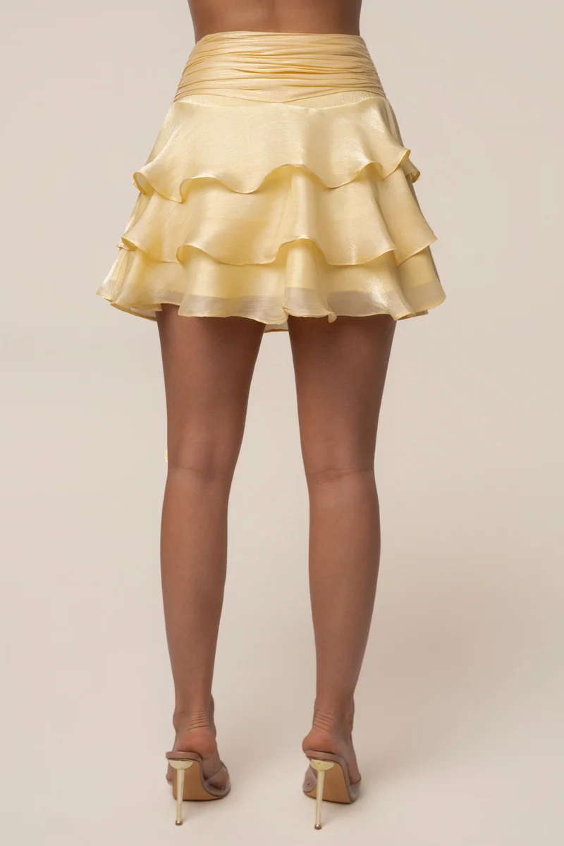 Yellow Sky Draped Skirt Set