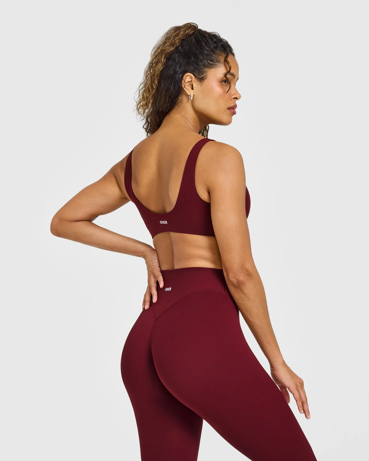 SoftMotion™ Scoop Back Bralette with White Logo | Light Rosewood