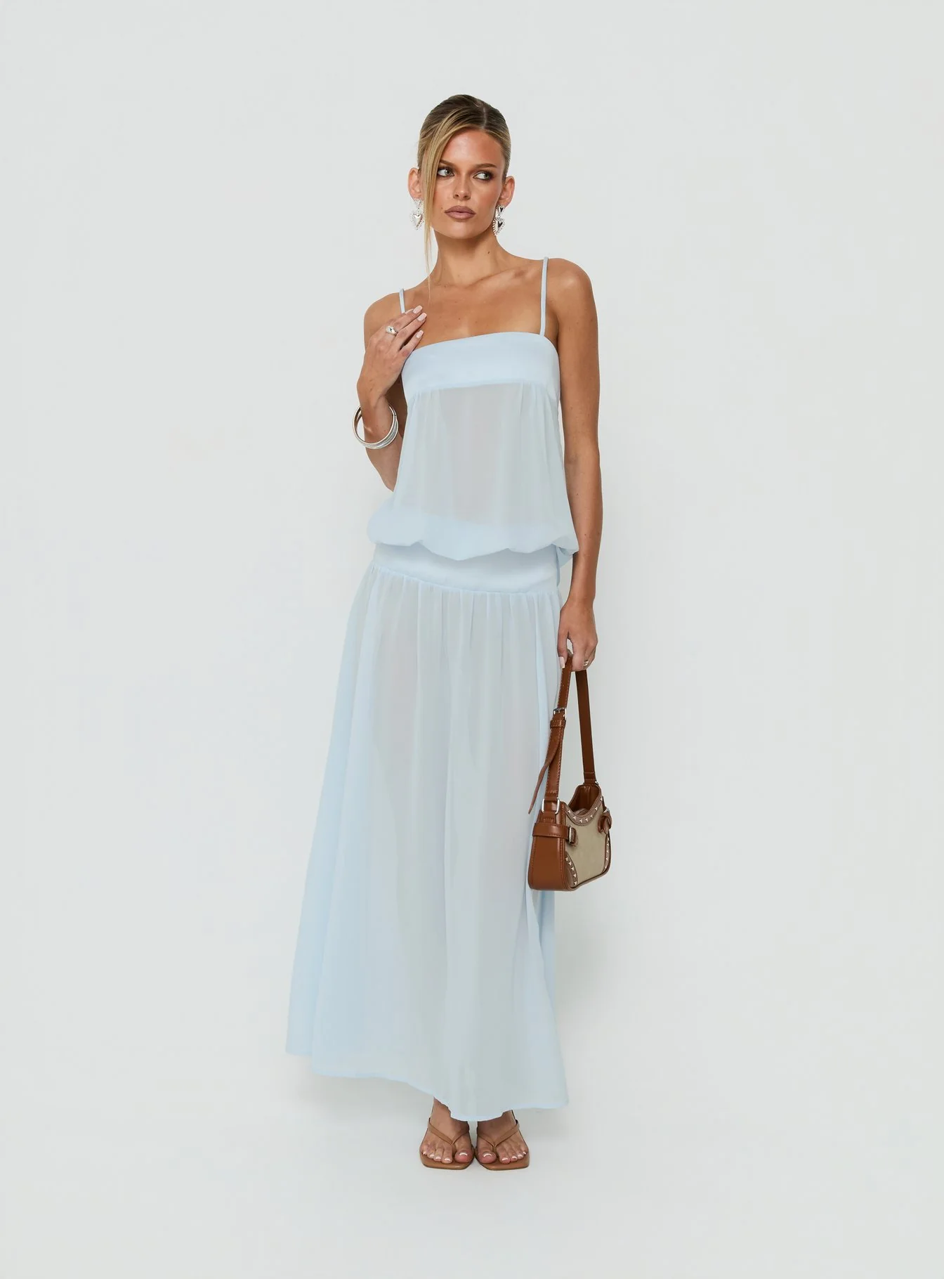Gracia Blouson Maxi Dress Blue