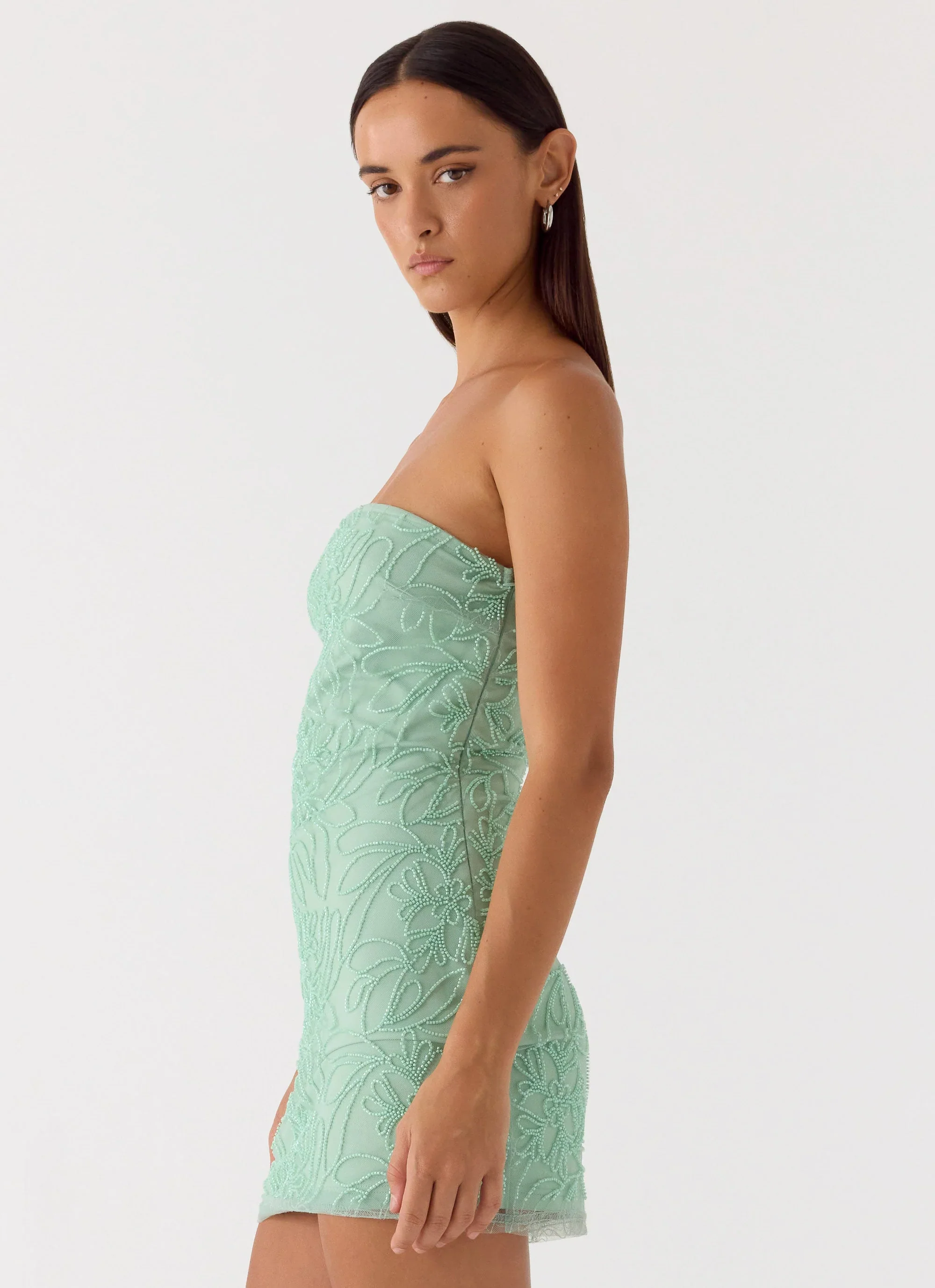 Dangerous Kind Beaded Mini Dress - Sage