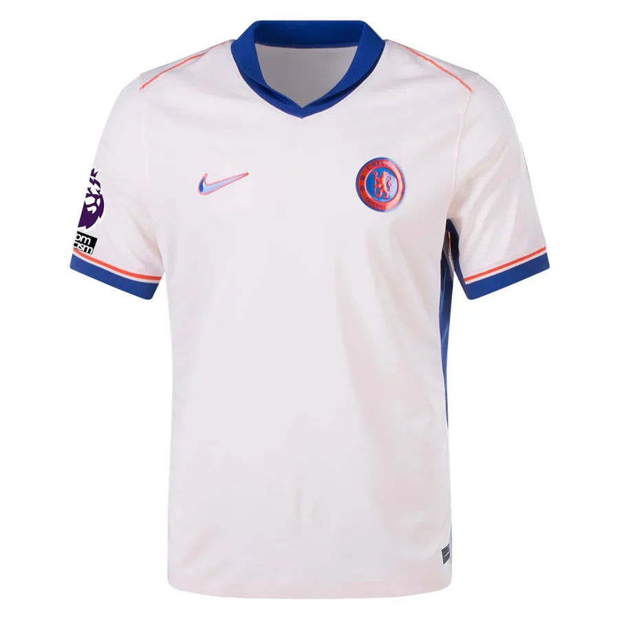 Chelsea Mykhailo Mudryk Away Jersey w/ EPL + No Room For Racism Patches 24/25 (Guava Ice/Rush Blue)