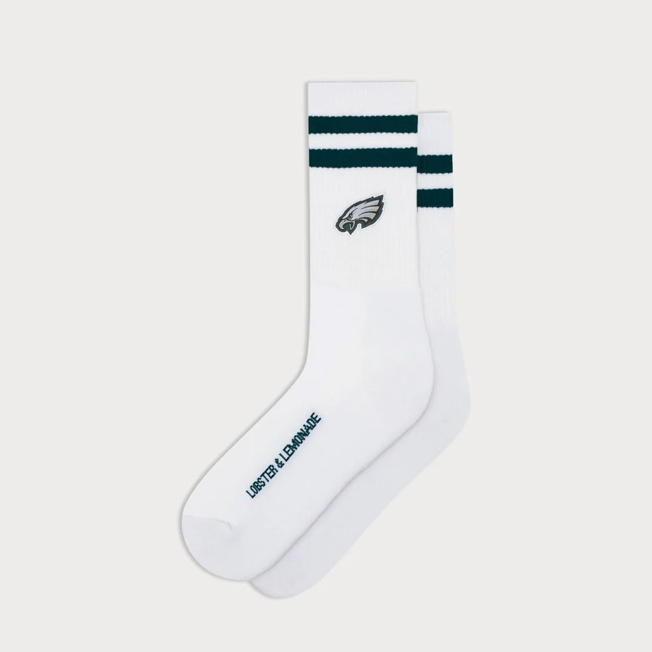 Philadelphia Eagles L&L '90 Classics NFL Crew Socks White