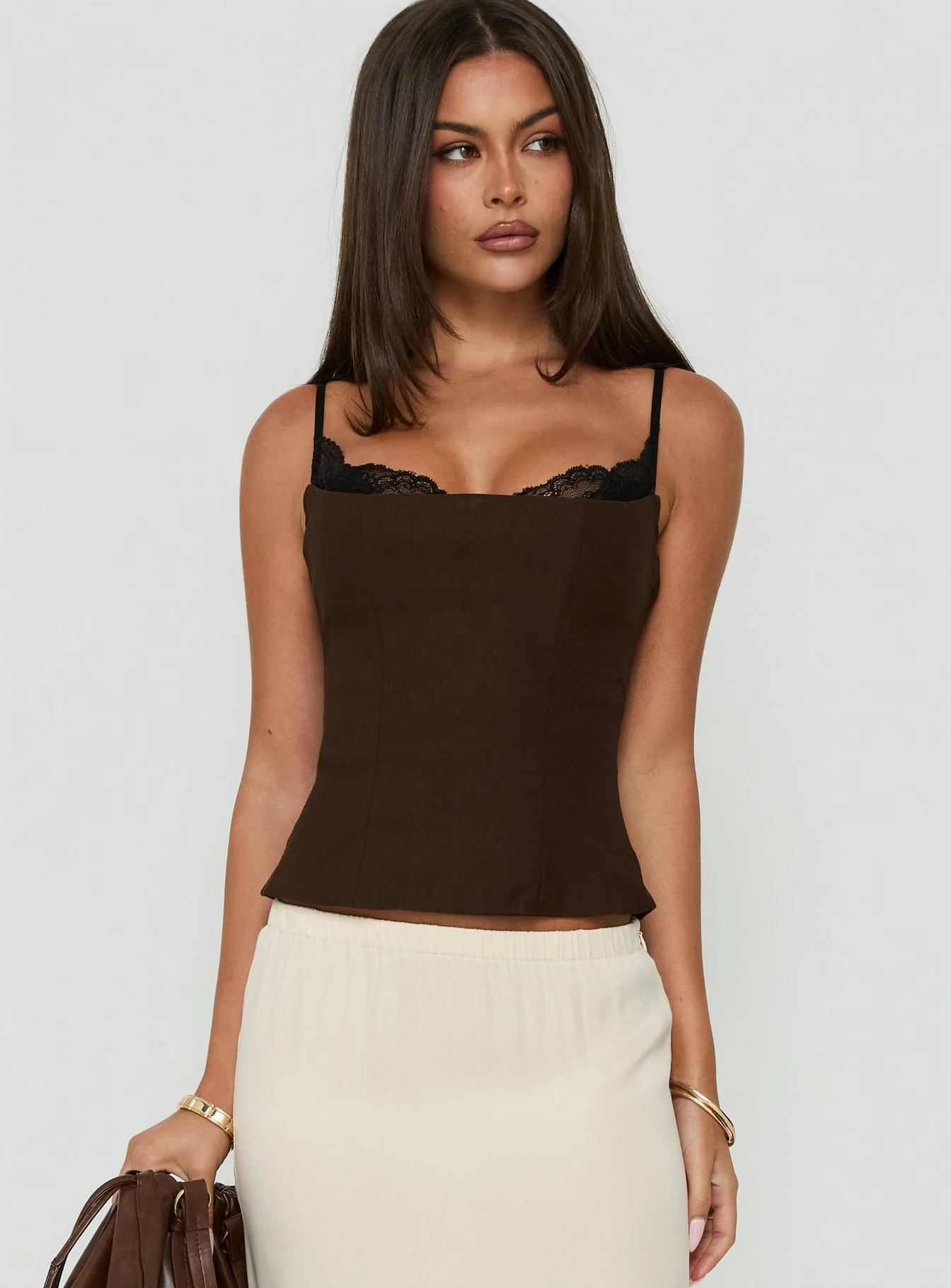 Renaissance Corset Top Chocolate / Black
