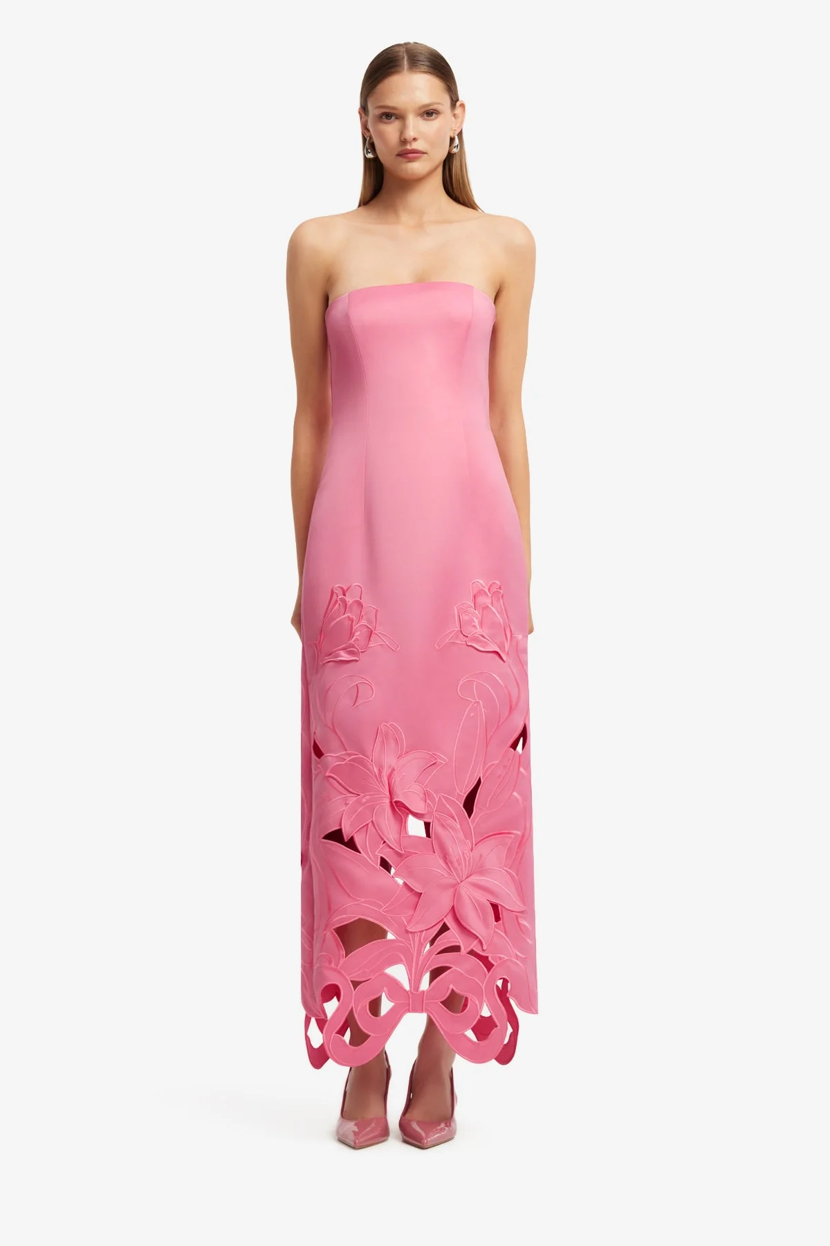 Rayna Appliqué Bustier Maxi Dress - Lily in Fuchsia