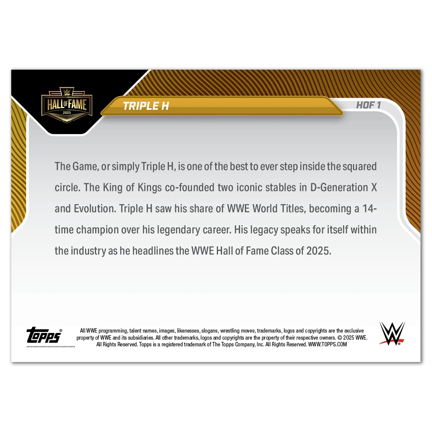 Triple H - 2025 WWE Topps NOW® - Card HOF1