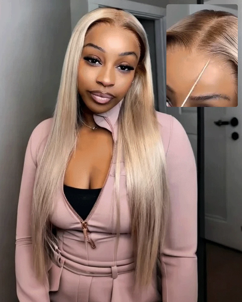 Ophirawig 13x6 Three-Go? Ash Blonde Ombre Glueless Wig Silky Straight With Drawstring 100% Human Hair Wig