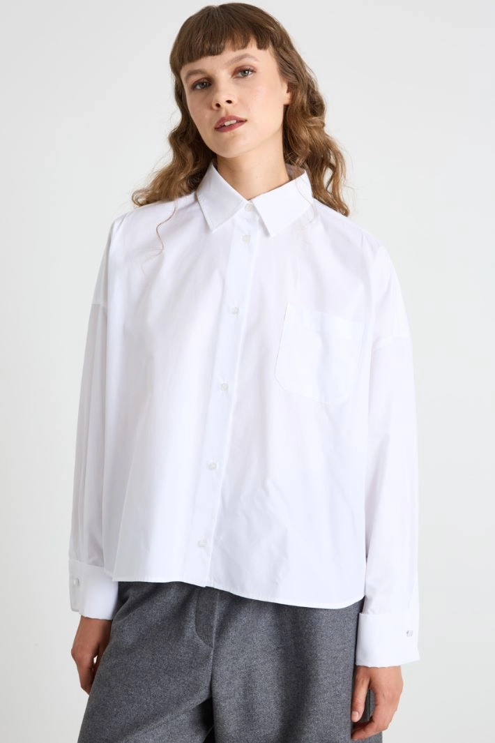 Boxy poplin shirt - WHITE