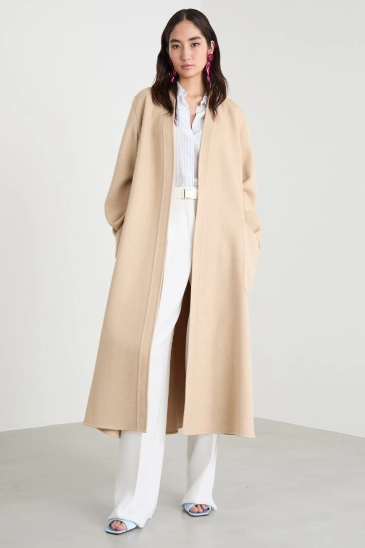 Double-faced camel hair robe coat - BEIGE