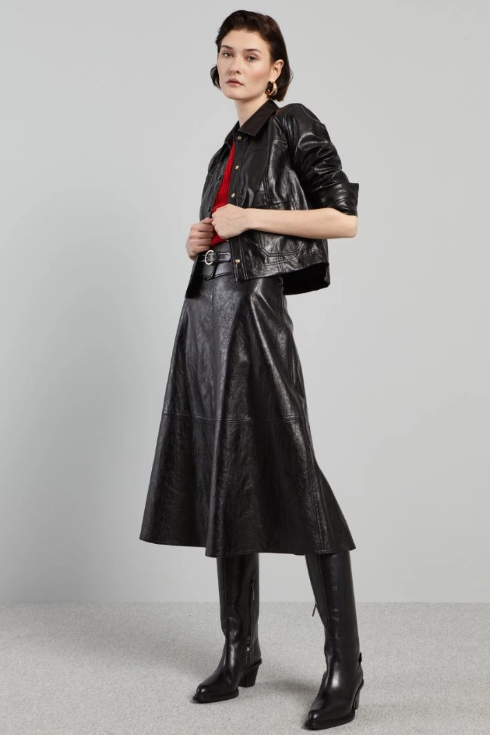 Short coated jersey jacket - BLACK