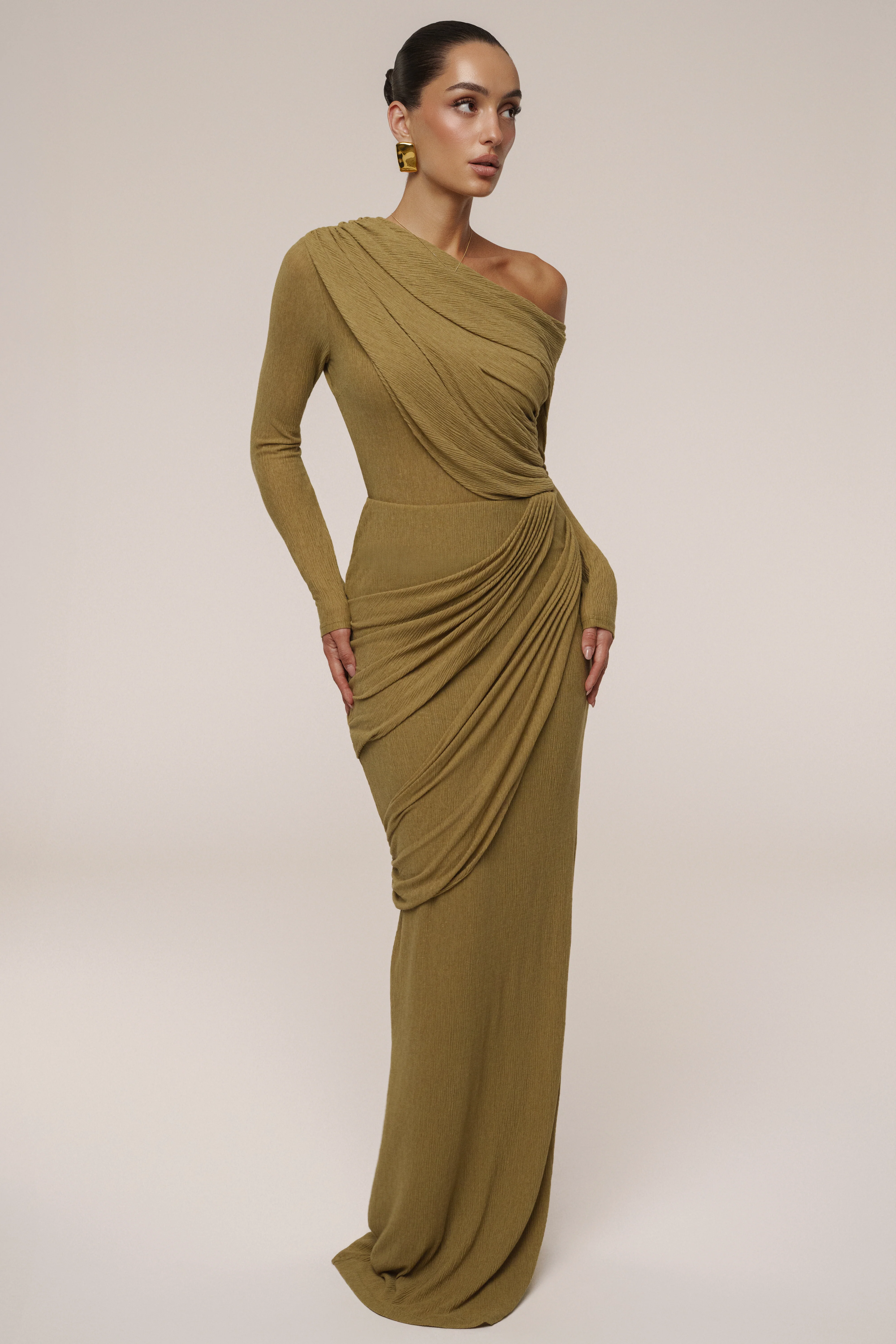 Moss Textured One Shoulder Bodysuit