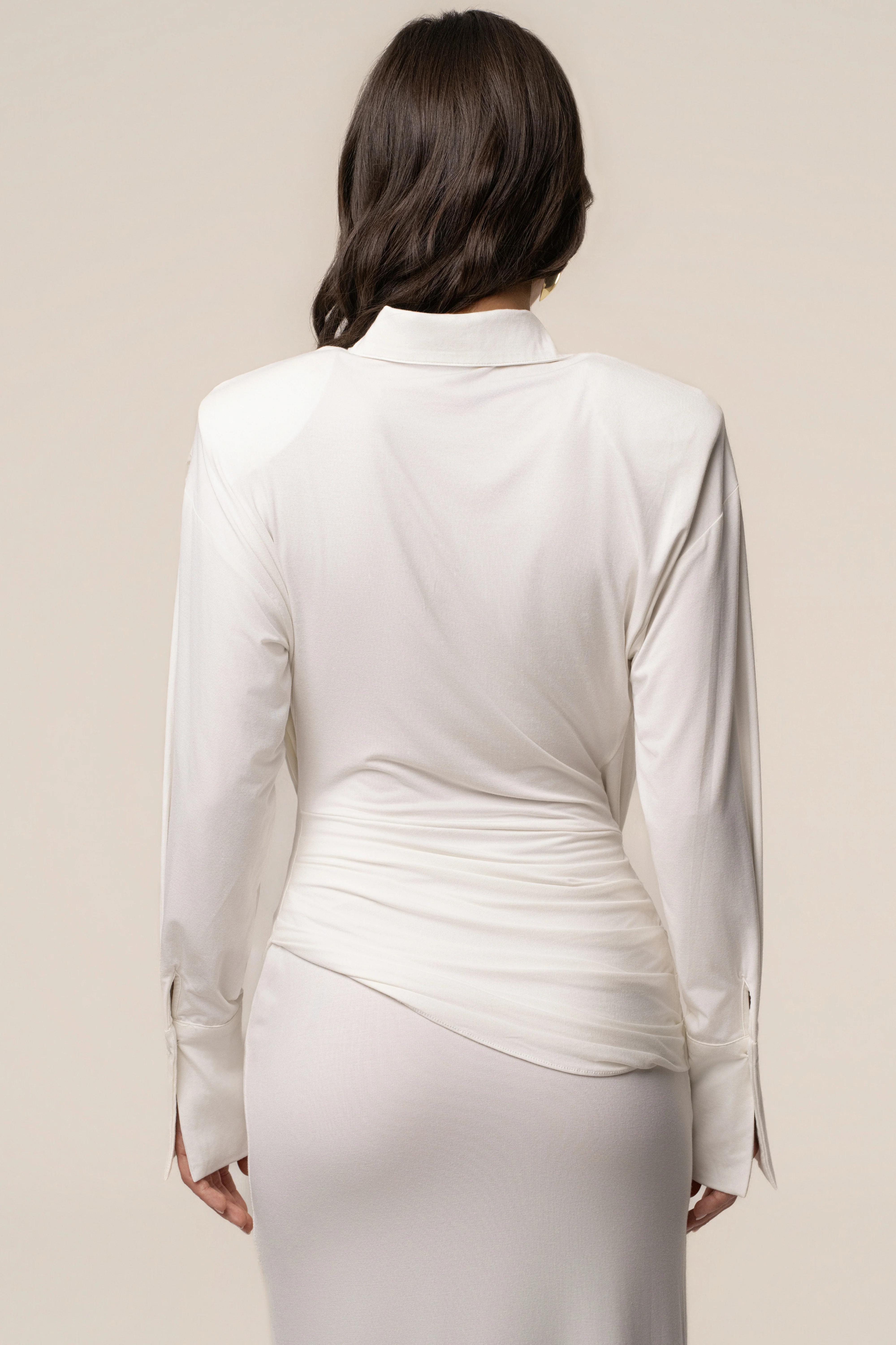 Ivory Poise Draped Maxi Dress