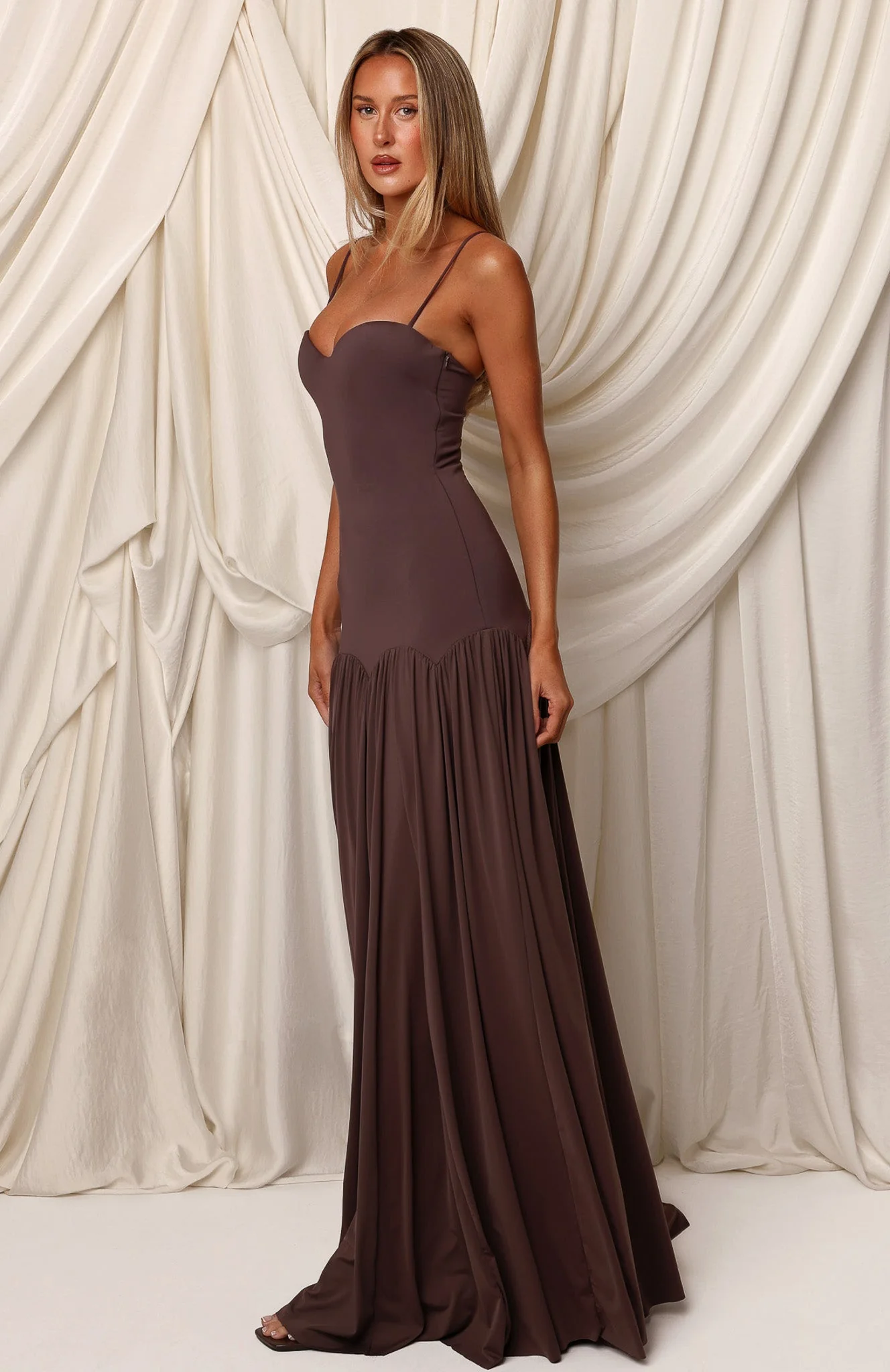 Delicate Heart Maxi Dress Chocolate