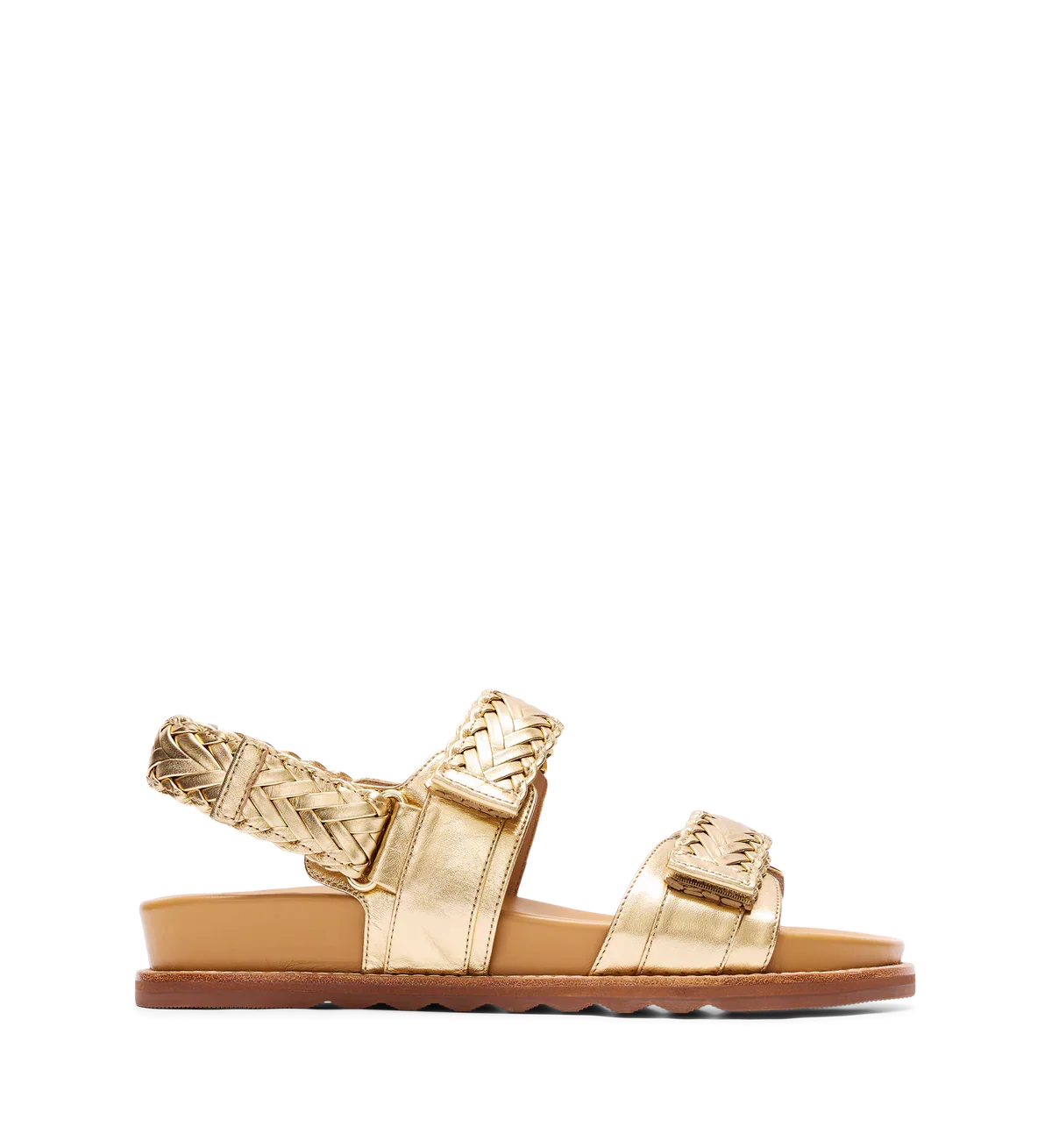 Cygent Gold Leather Chunky Sandals