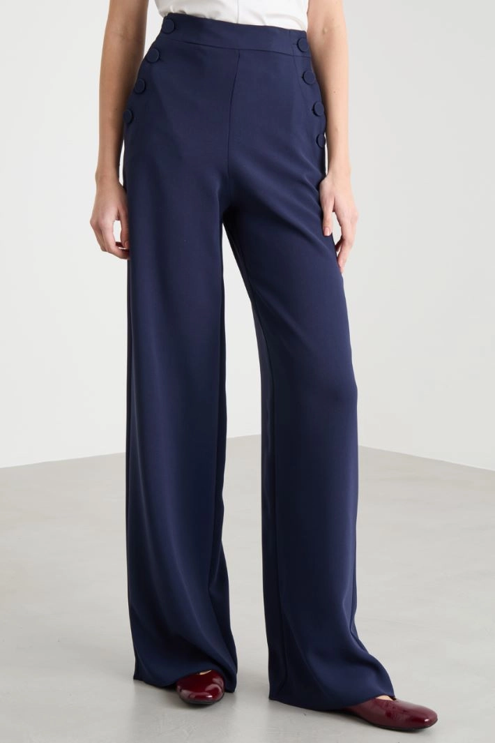 Wide-leg cady trousers - BLUE