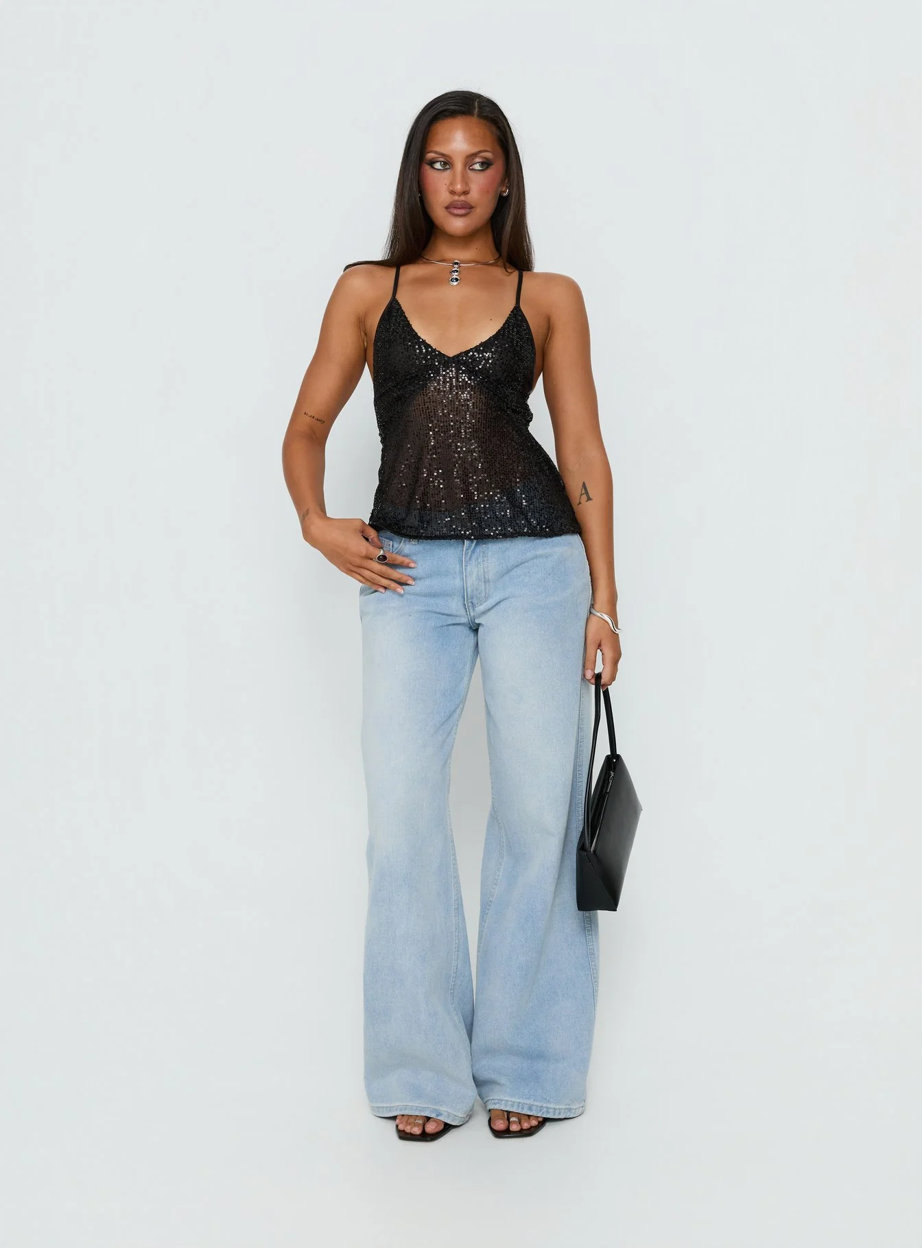 Opaline Sequin Cami Top Black