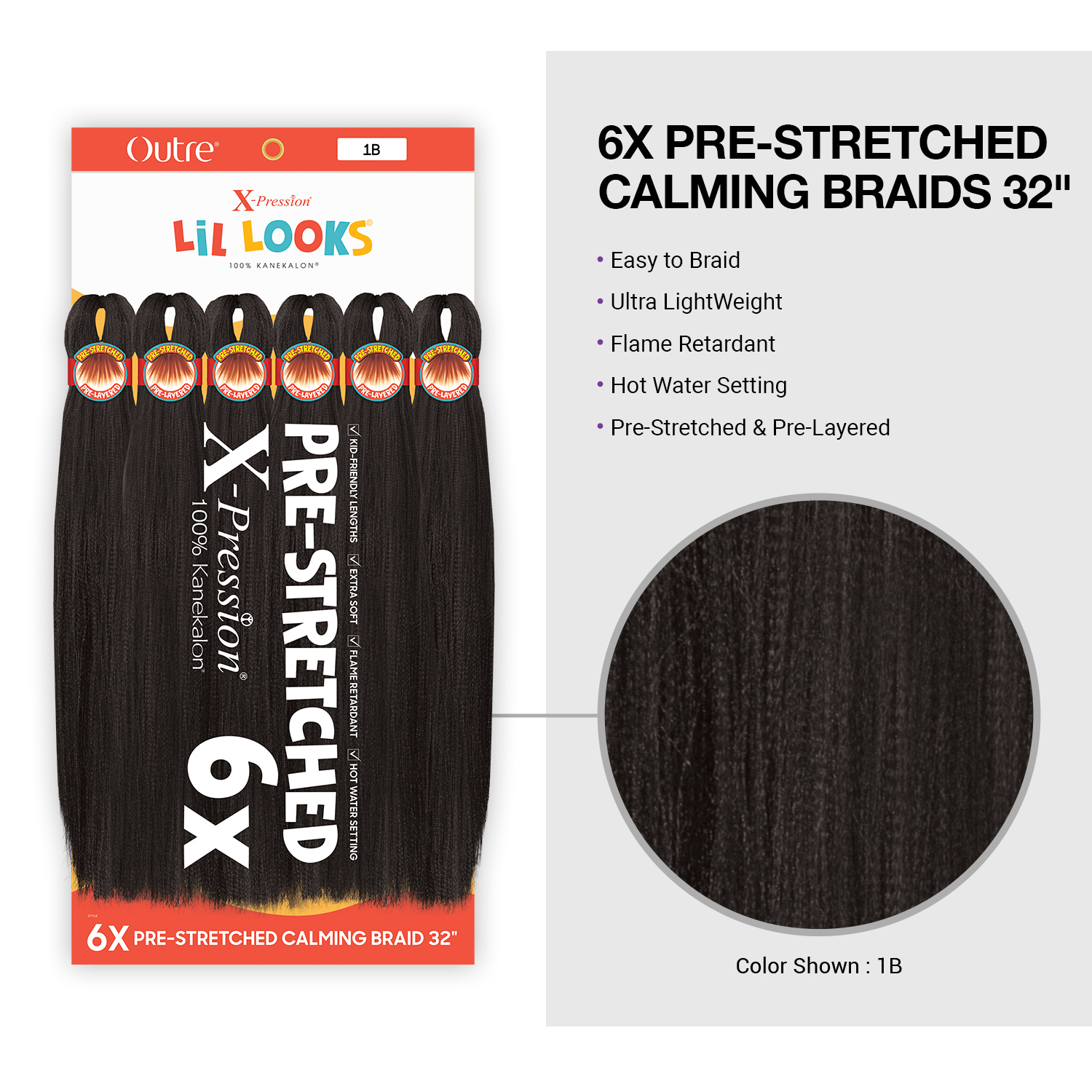 Outre Braids X-Pression Lil Looks 6X Pre-Stretched Calming Braids 32