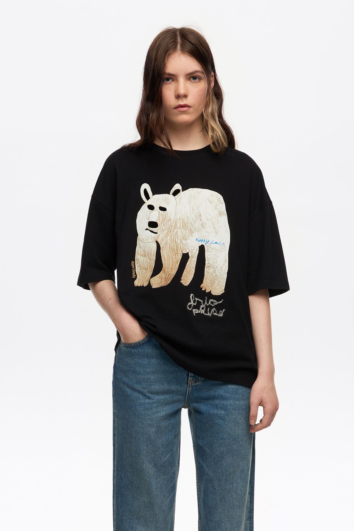 Black Frío Peludo logo short-sleeved T-shirt