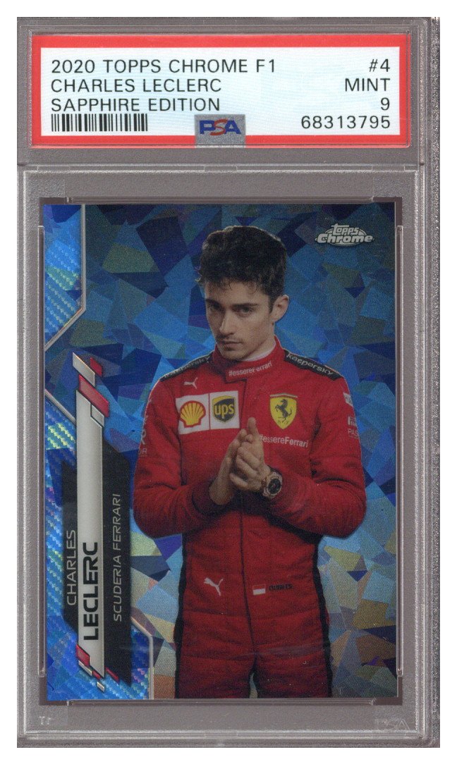 2020 Topps Chrome F1 Charles LeClerc Sapphire Portrait PSA 9